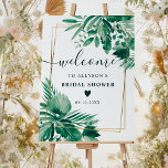 Tropical greenery watercolor bridal shower welcome foam board<br><div class="desc">Tropical greenery palm watercolor bridal shower welcome sign,  with faux gold geometric frame border.</div>