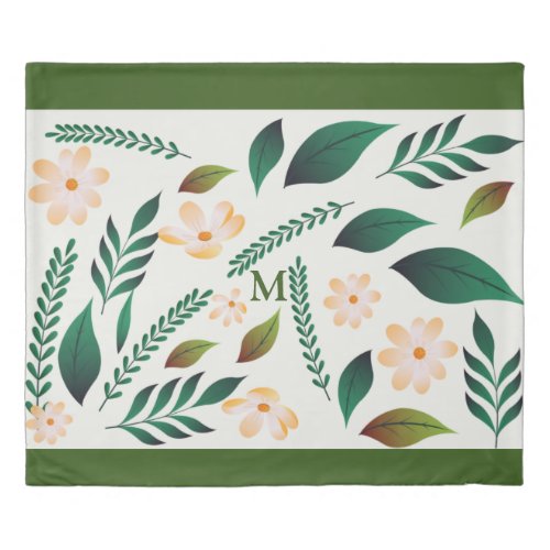 Tropical Greenery Watercolor floral Duvet Cover