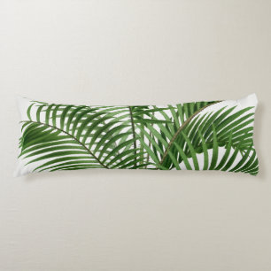 Tropical Greenery Watercolor Palm Tree Leaves Body Pillow
