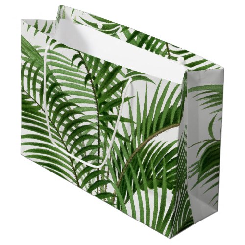 Tropical Greenery Watercolor Palm Tree Leaves  Large Gift Bag