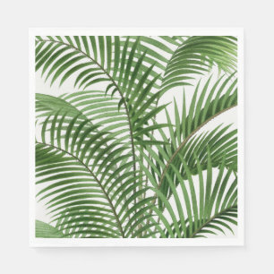 Tropical Greenery Watercolor Palm Tree Leaves Napkins