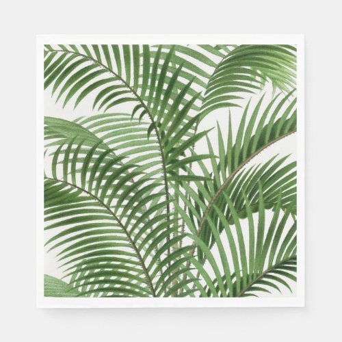 Tropical Greenery Watercolor Palm Tree Leaves  Napkins
