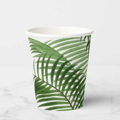 Tropical Greenery Watercolor Palm Tree Leaves  Paper Cups