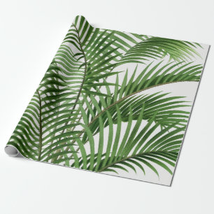 Tropical Greenery Watercolor Palm Tree Leaves Wrapping Paper