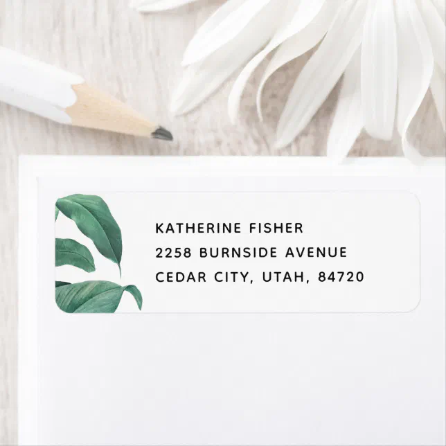 Tropical greenery wedding. Botanical green leaves Label | Zazzle