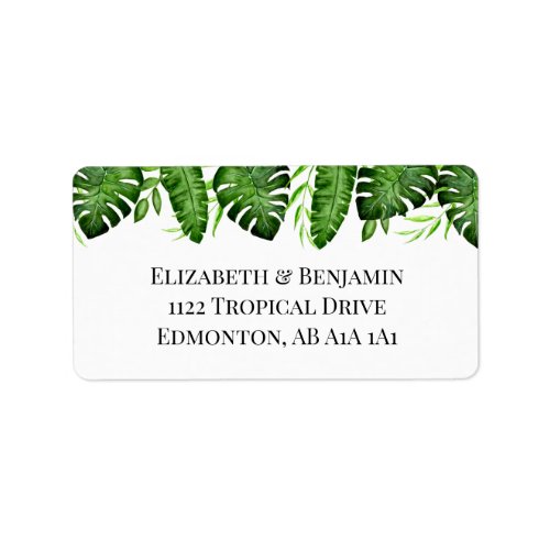 Tropical Greenery Wedding Custom Botanical Elegant Label