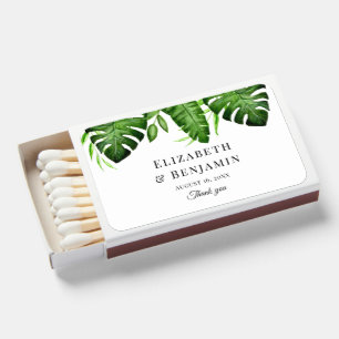 Tropical Greenery Wedding Custom Botanical Elegant Matchboxes