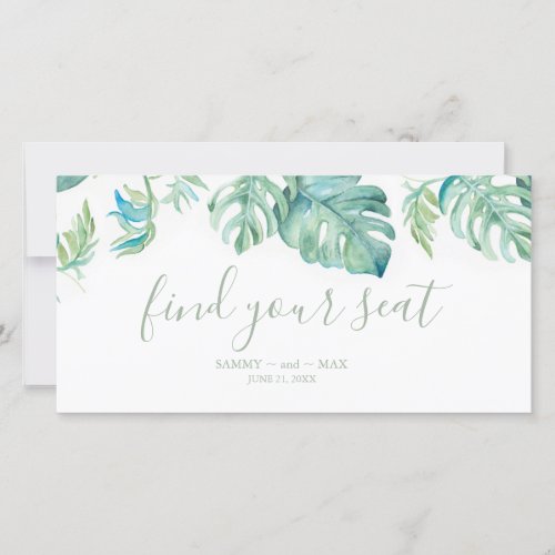 Tropical Greenery Wedding Find Your Seat Sign