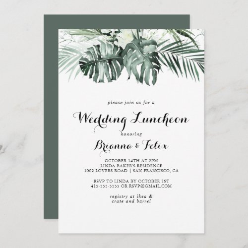 Tropical Greenery Wedding Luncheon Bridal Shower Invitation