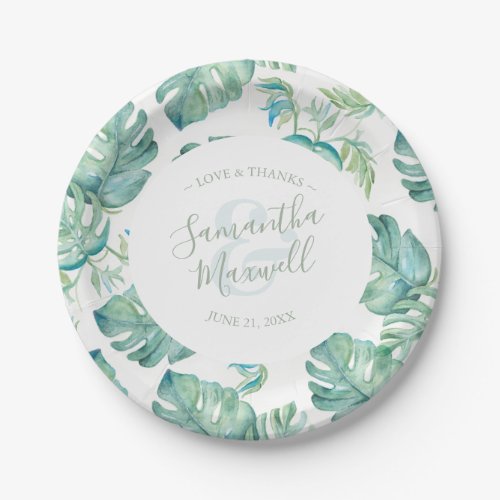 Tropical Greenery Wedding Paper Plates