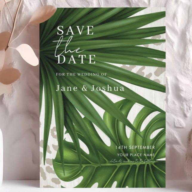 Tropical Greenery Wedding Save the Date  Invitation (Creator Uploaded)