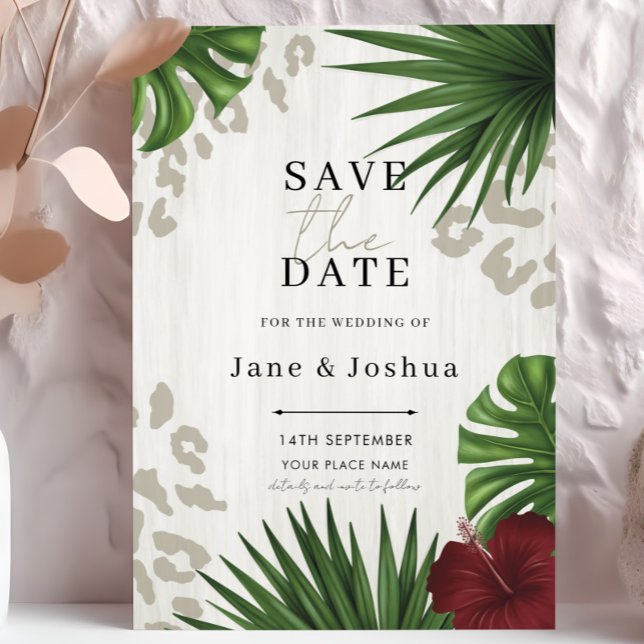 Tropical Greenery Wedding Save the Date  Invitation (Creator Uploaded)