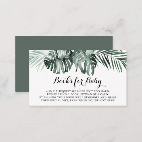 Tropical Greenery White Baby Shower Book Request Enclosure Card