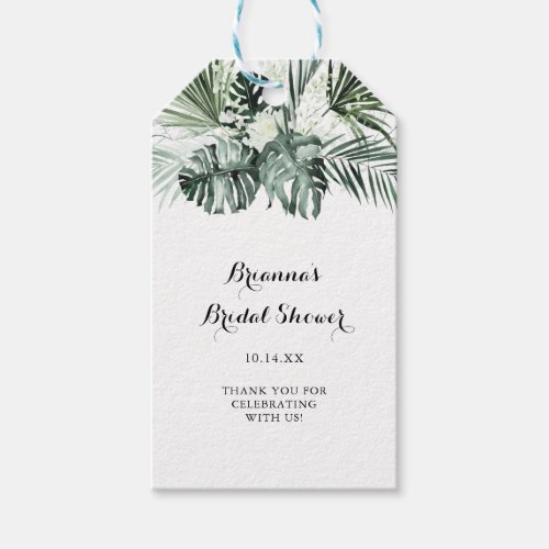Tropical Greenery White Floral Bridal Shower Gift Tags