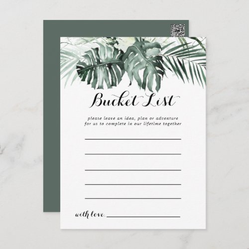Tropical Greenery White Floral Bucket List Cards
