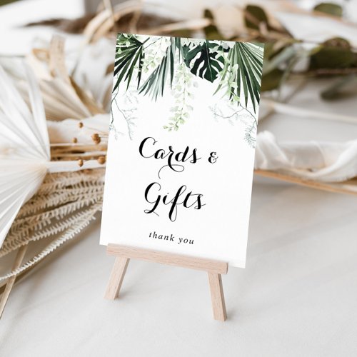 Tropical Greenery White Floral Cards and Gifts  Poster