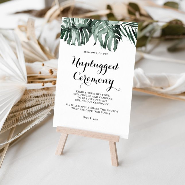 Tropical Greenery White Floral Unplugged Ceremony  Poster (Creator Uploaded)