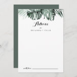 Tropical Greenery White Floral Wedding Advice Card<br><div class="desc">This tropical greenery white floral wedding advice card is perfect for a rustic wedding. The design features green palm leaves bouquets with white lovely flowers. These cards are perfect for a wedding, bridal shower, baby shower, graduation party & more. Personalize the cards with the names of the bride and groom,...</div>