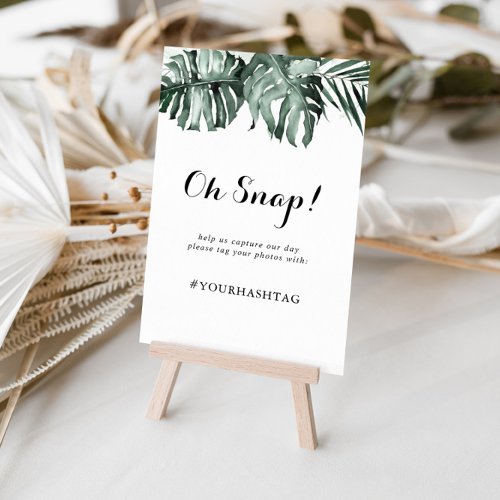 Tropical Greenery White Floral Wedding Oh Snap  Poster