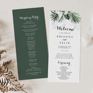 Tropical Greenery White Floral Wedding Program