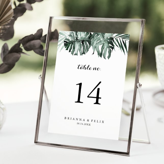 Tropical Greenery White Floral Wedding Table Number (Creator Uploaded)