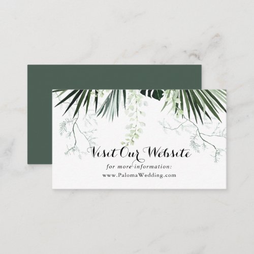 Tropical Greenery White Floral Wedding Website  Enclosure Card