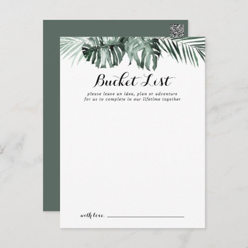 Tropical Greenery White Wedding Bucket List Cards