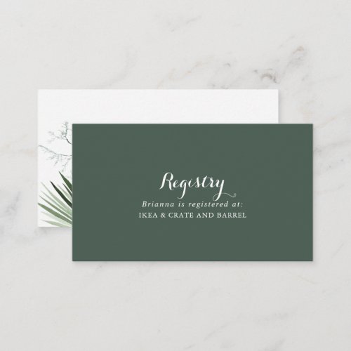 Tropical Greenery White Wedding Gift Registry  Enclosure Card