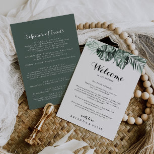 Tropical Greenery White Wedding Welcome Letter