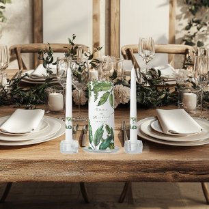 Tropical Greens Botanical Wedding Unity Candle Set