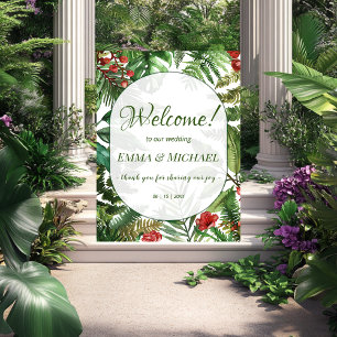 Tropical Greens Botanical Welcome Wedding Poster