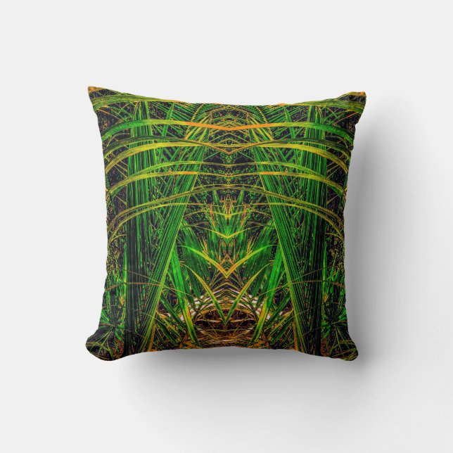 Tropical Greens Pattern Throw Pillow (Front)