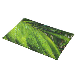 Tropical Greens with Raindrops Cloth Placemat