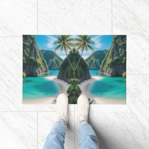 "Tropical Greetings: Turquoise Waters at Your Door Doormat