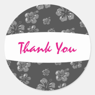Tropical Grey Elegant Hibiscus Floral Sticker