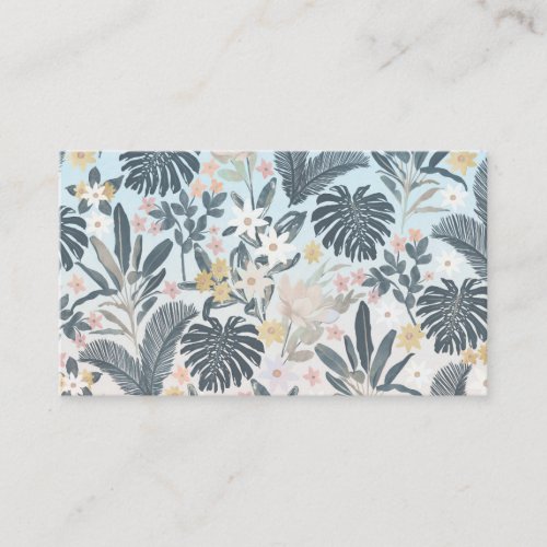 Tropical Grey Gold Foliage Floral Pattern Business Card