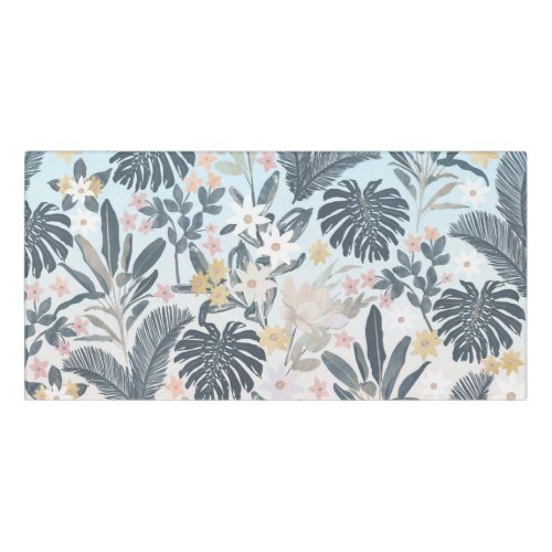 Tropical Grey Gold Foliage Floral Pattern Door Sign