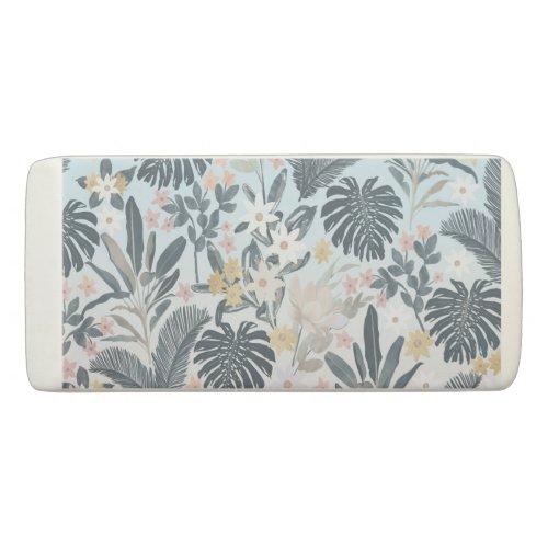 Tropical Grey Gold Foliage Floral Pattern Eraser