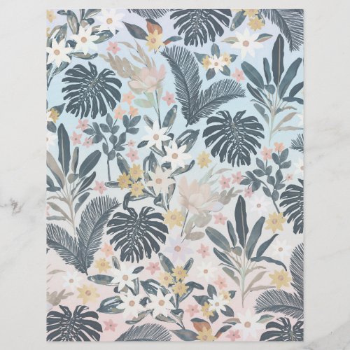 Tropical Grey Gold Foliage Floral Pattern Letterhead