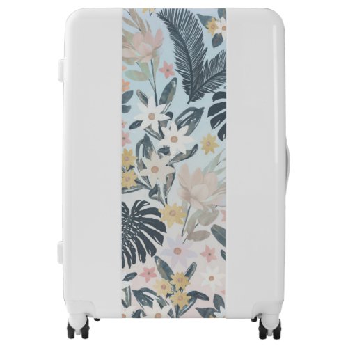 Tropical Grey Gold Foliage Floral Pattern Luggage