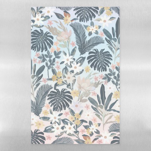 Tropical Grey Gold Foliage Floral Pattern Magnetic Dry Erase Sheet