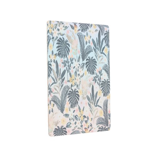 Tropical Grey Gold Foliage Floral Pattern Metal Print