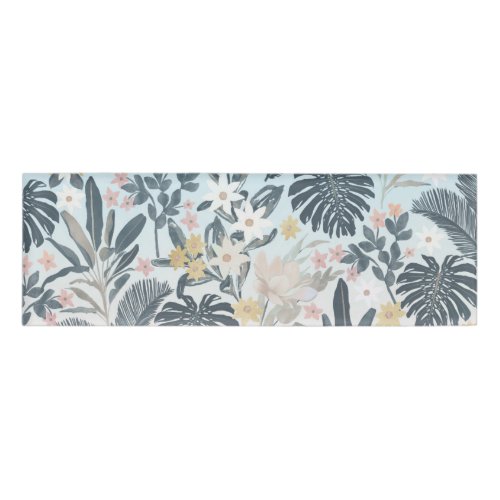 Tropical Grey Gold Foliage Floral Pattern Name Tag