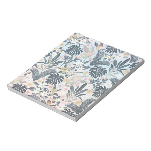 Tropical Grey Gold Foliage Floral Pattern Notepad