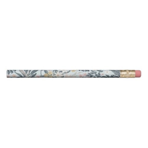 Tropical Grey Gold Foliage Floral Pattern Pencil