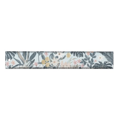 Tropical Grey Gold Foliage Floral Pattern Ruler