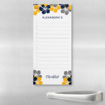 Tropical Grey/Gray Blue Yellow Floral Checklist