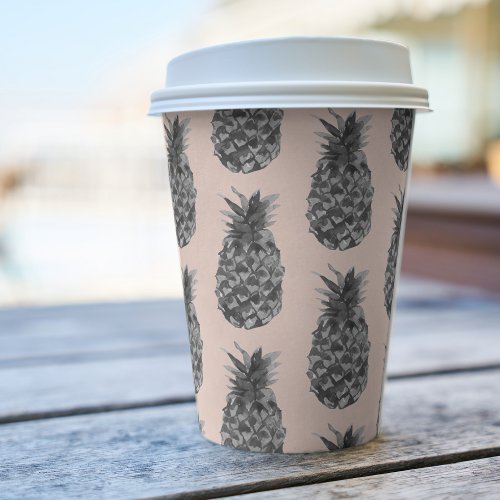 Tropical Grey  Pink Pineapple Pattern  Paper Cups