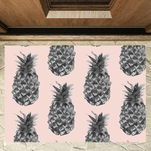 Tropical Grey & Pink Pineapple Seamless Pattern  Doormat