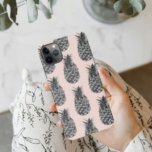 Tropical Grey & Pink Pineapple Seamless Pattern iPhone 11Pro Max Case